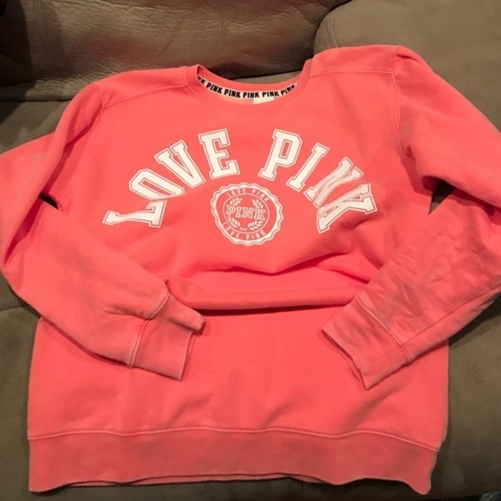 Longer length peach colored PINK sweatshirt